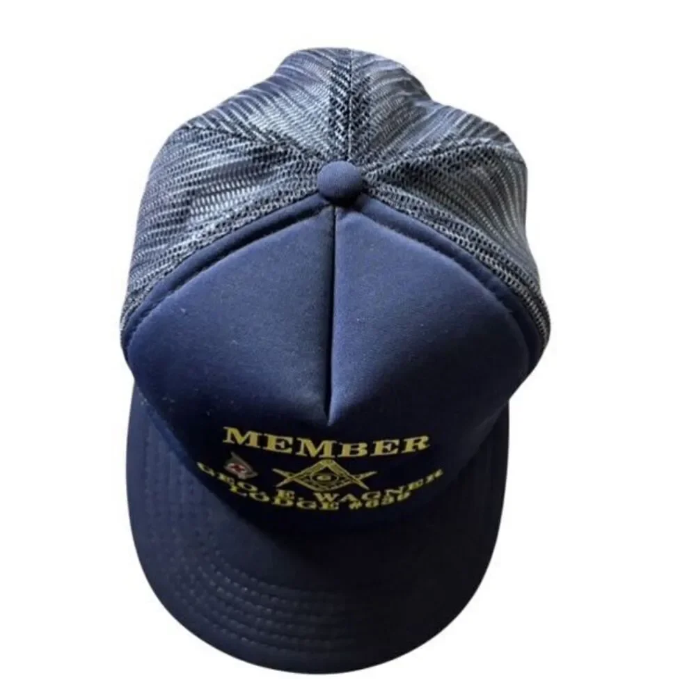 Masonic Lodge Vintage Adjustable Trucker Mesh Cap With Red Cross Pin